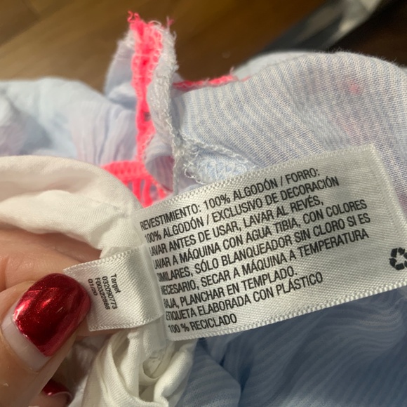 Cat & Jack NWOT Adjustable Long Blue and White Striped Dress with Embroidery - Picture 9 of 10